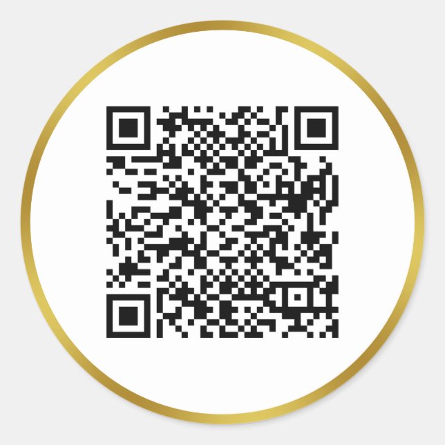 Adesivo Código QR Dourado e Branco Moderno Faux (Frente)