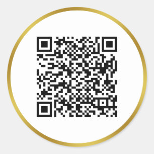 Adesivo Código QR Dourado e Branco Moderno Faux