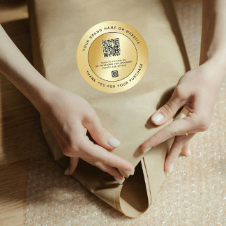 Adesivo Código QR Dourado Metálico de luxo Obrigado Instag