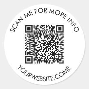 Adesivo Código QR e texto personalizado arredondado branco