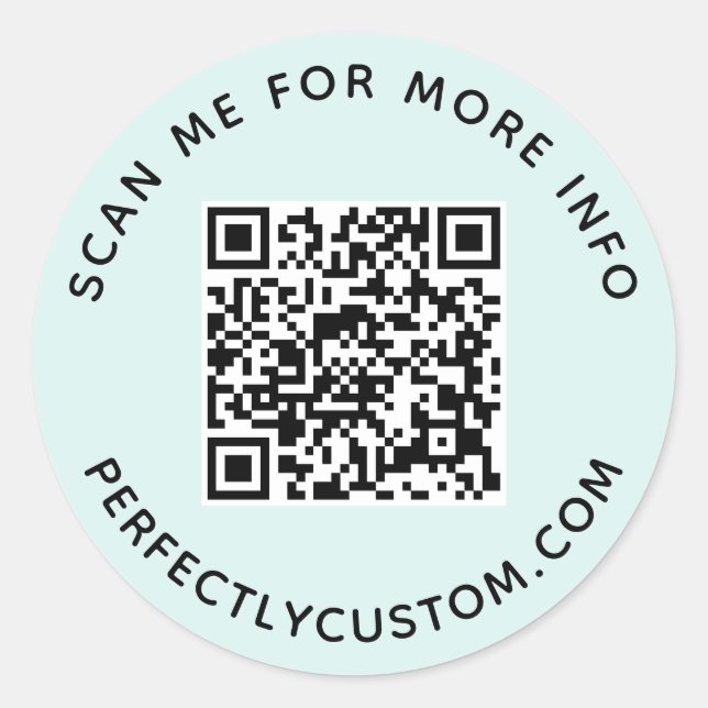Adesivo Código QR e texto personalizado azul-claro (Frente)