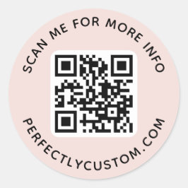 Adesivo Código QR e texto personalizado cor-de-rosa claro
