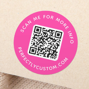 Adesivo Código QR e texto personalizado em rosa quente