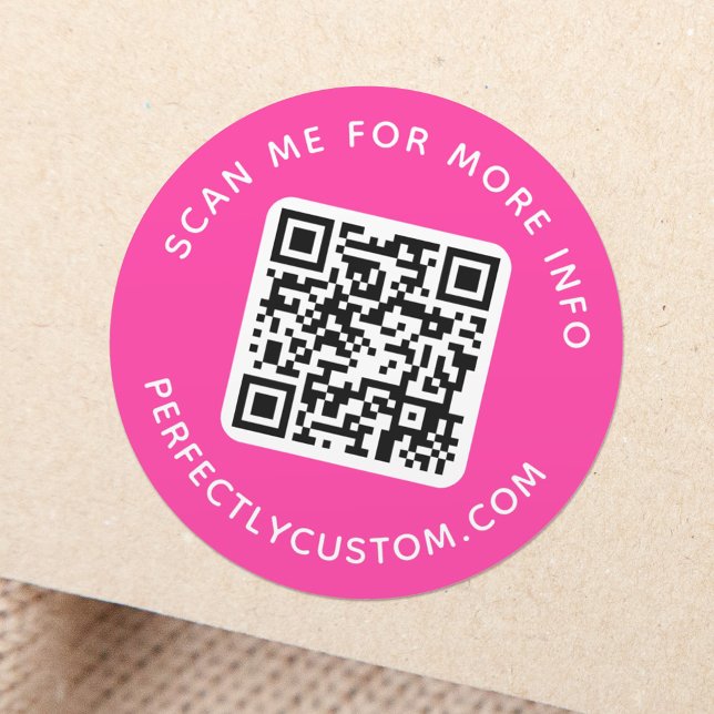 Adesivo Código QR e texto personalizado em rosa quente (Criador carregado)