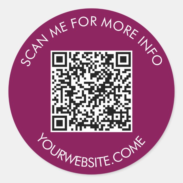 Adesivo Código QR e texto personalizado redondo branco e c (Frente)