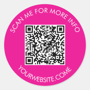 Adesivo Código QR e texto personalizado redondo branco e r
