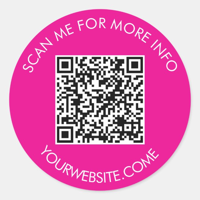 Adesivo Código QR e texto personalizado redondo branco e r (Frente)