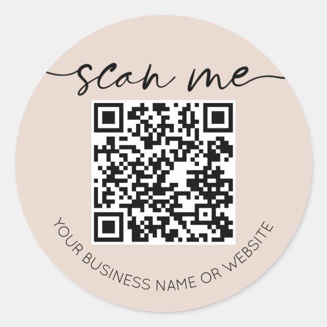 Adesivo Código QR Elegante moderno bege (Frente)