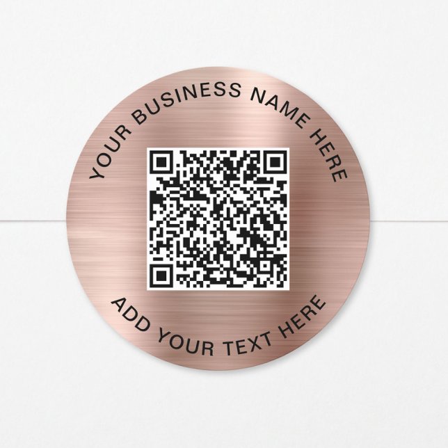 Adesivo Código QR Empresarial Rosa Dourado (Business QR Code Rose Gold Classic Round Sticker)