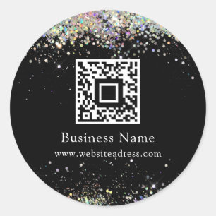 Adesivo Código QR Holográfico Glitter Negrito