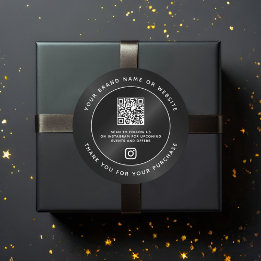 Adesivo Código QR mínimo de luxo preto Obrigado a comprar