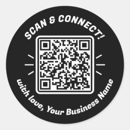 Adesivo Código QR moderno preto branco com amor