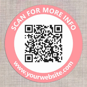 Adesivo Código QR Moderno Texto Personalizado Rosa Preto B