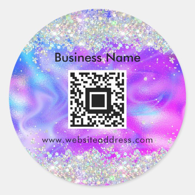 Adesivo Código QR Na moda Holográfico Glitter Purple - Úni (Frente)