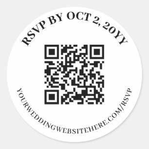 Adesivo Código QR on-line RSVP Branco Elegante Simples