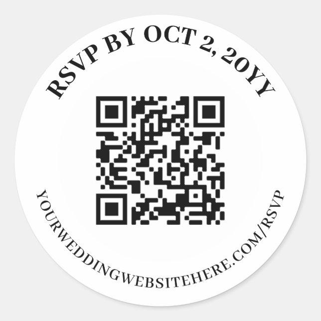 Adesivo Código QR Online de RSVP Branco Simples e Elegante (Frente)