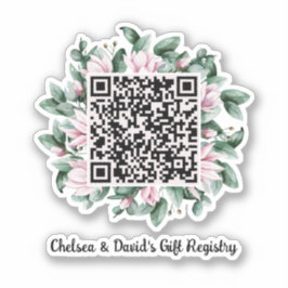 Adesivo Código QR Personalizado Magnolia Flower Frame Gift
