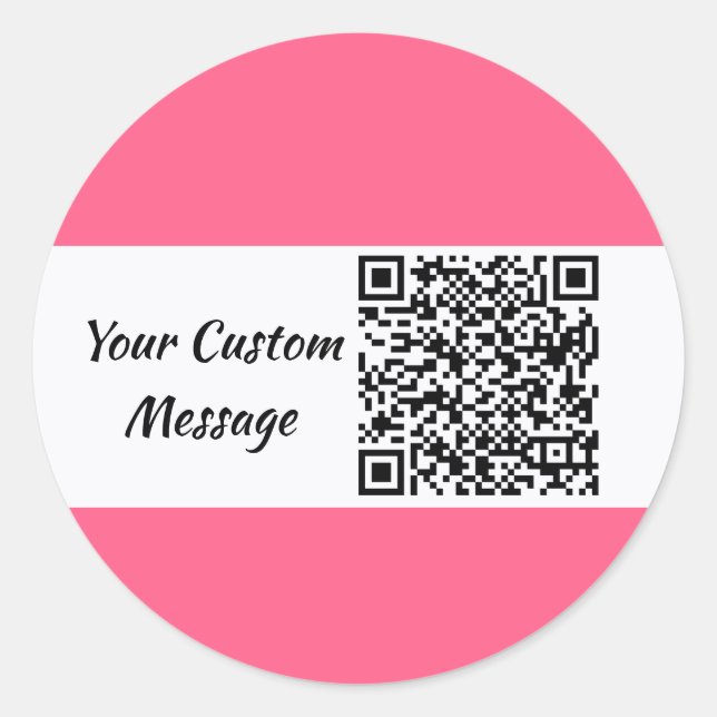 Adesivo Código QR Personalizado Rosa Moderno (Frente)