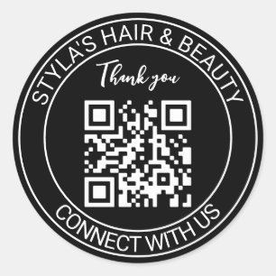 Adesivo Código QR Preto e Branco Obrigado Mídia Social