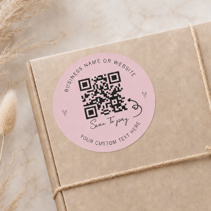 Adesivo Código QR Rosa Minimalista Pagamento por Scan para