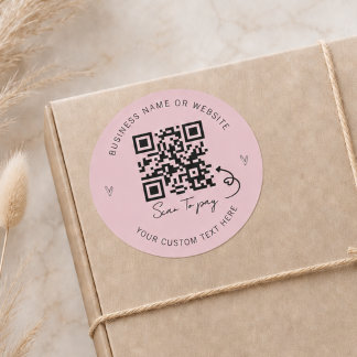 Adesivo Código QR Rosa Minimalista Pagamento por Scan para