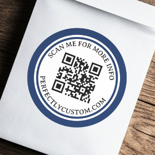 Adesivo Código QR texto elegante azul escuro borda dupla
