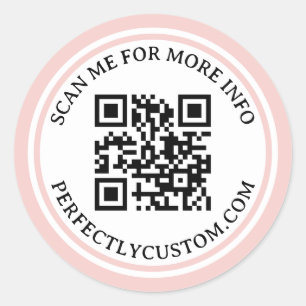 Adesivo Código QR texto elegante borda cor-de-rosa-claro
