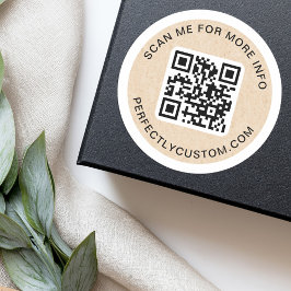 Adesivo Código QR texto personalizado Papel kraft tem aspe