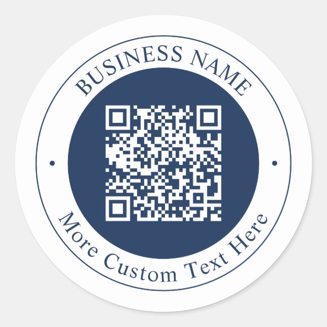 Adesivo Código QR & Texto personalizáveis | Azul-marinho e (Frente)