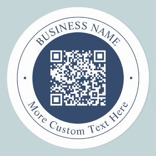 Adesivo Código QR & Texto personalizáveis Azul-marinho e