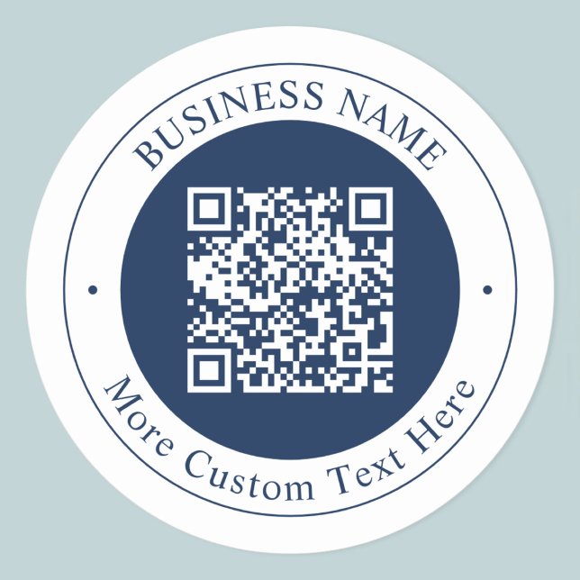 Adesivo Código QR & Texto personalizáveis | Azul-marinho e (Criador carregado)