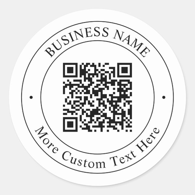 Adesivo Código QR & Texto personalizáveis | Preto e Branco (Frente)