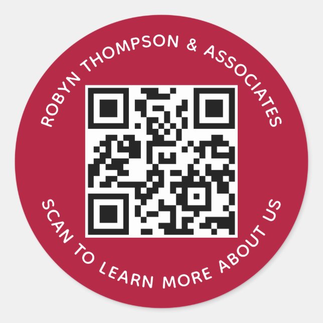 Adesivo Código QR Vermelho Escuro Personalizado No (Frente)