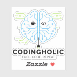 Adesivo Codingholic Tech Brain Programmer 