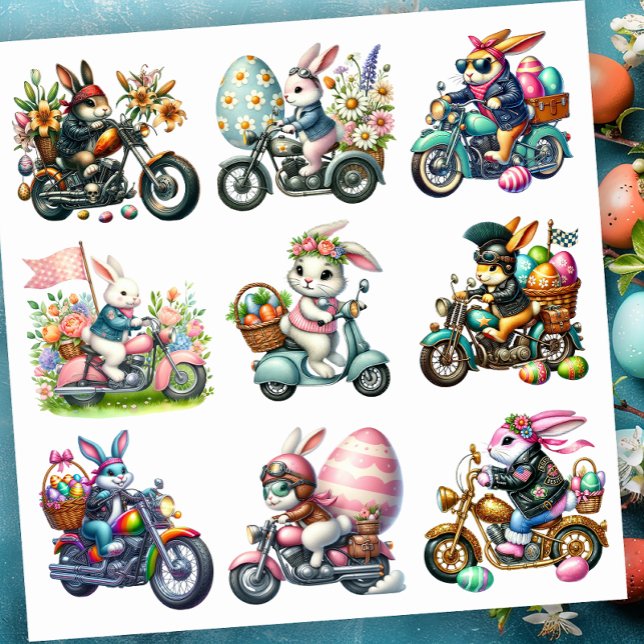 Adesivo Coelhinhas de Moto Set de Páscoa 1 (Criador carregado)