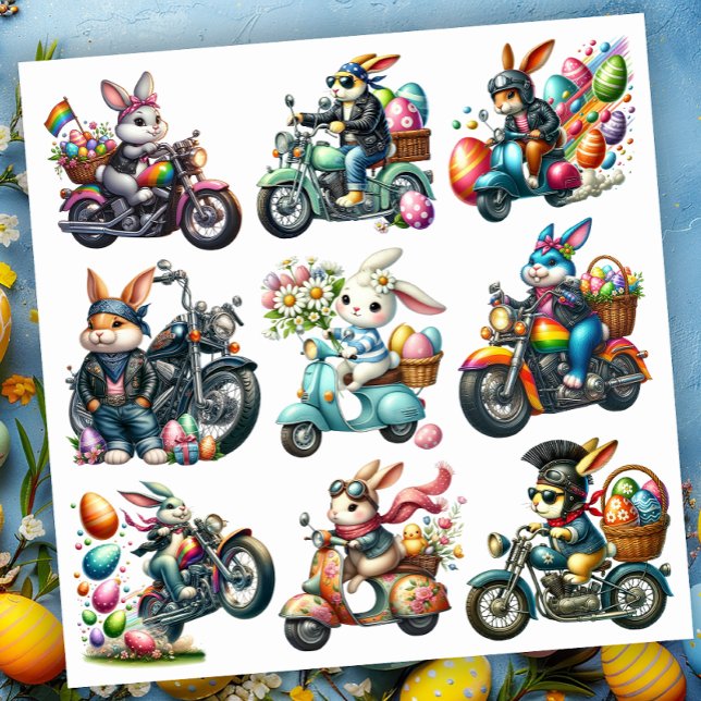 Adesivo Coelhinhas de Moto Set de Páscoa 2 (Criador carregado)