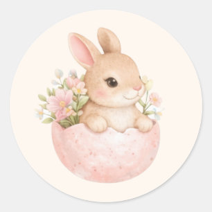 Adesivo Coelhinho Adorável em Aquarela de Primavera de Cas