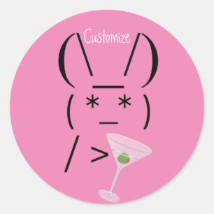 Adesivo Coelhinho Ascii bonito segurando martini Thunder_C
