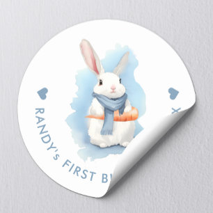 Adesivo Coelhinho Azul Adorável Aniversário Páscoa Aquarel