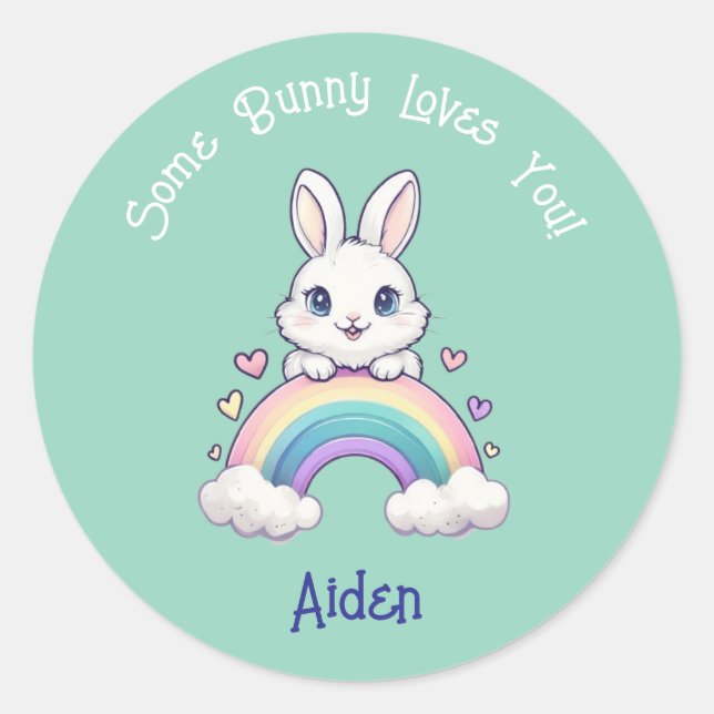 Adesivo Coelhinho bonito do Rainbow Easter (Frente)