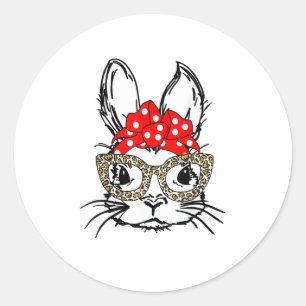 Adesivo Coelhinho Bonito Rosto Leopardo Impressão Vermelho