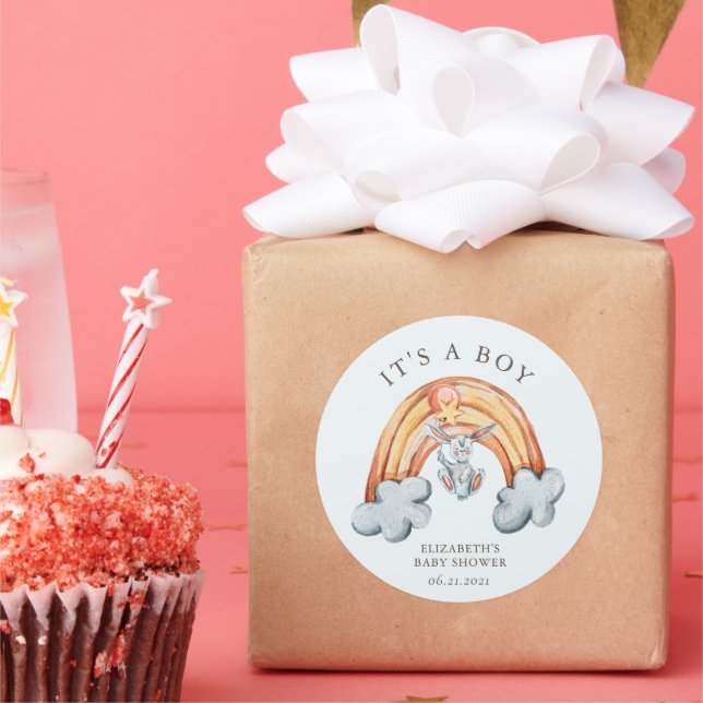 Adesivo Coelhinho Coelho Bonito Arco-Íris É um Pau-Menino (Festa)