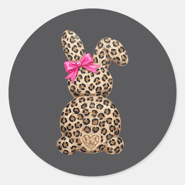 Adesivo Coelhinho da Páscoa Laço Coquette Leopardo (Frente)