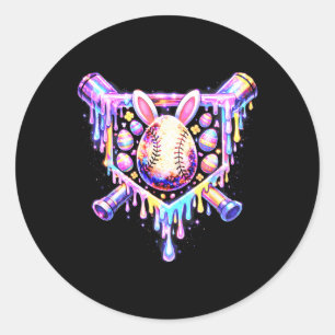 Adesivo Coelhinho de beisebol engraçado pingando Ovo feliz