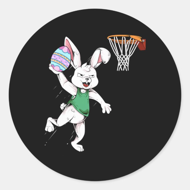 Adesivo Coelhinho de Coelhos Homens Coelhos Dunking Basket (Frente)