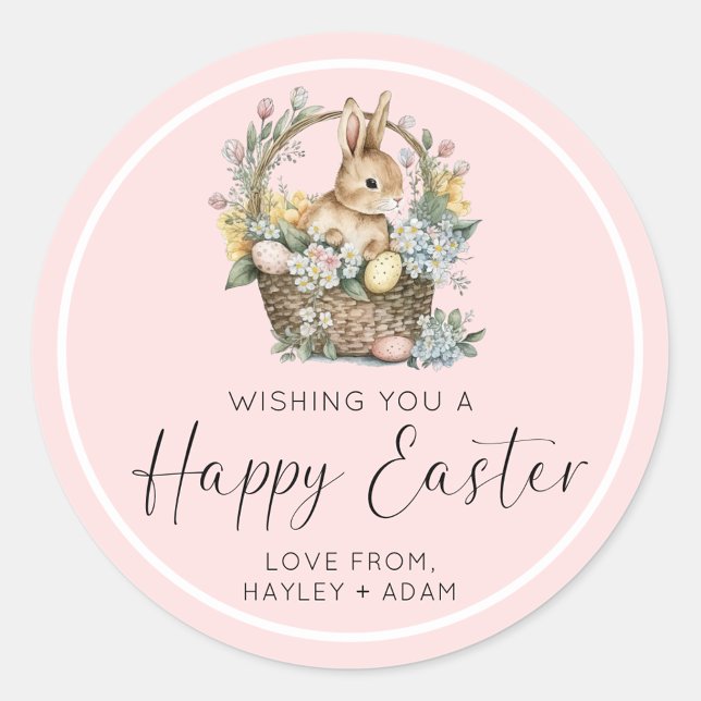 Adesivo Coelhinho de Felz pascoa Rosa (Easter Bunny Sticker)