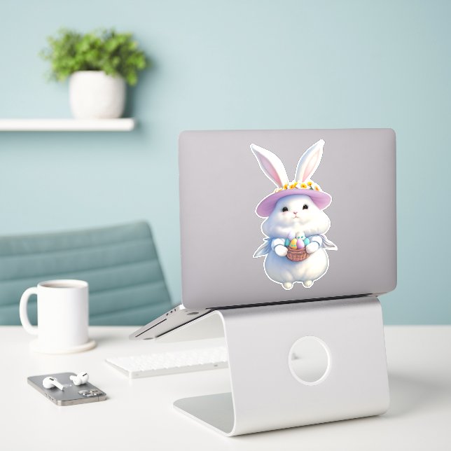 Adesivo Coelhinho de Páscoa bonito 01 (Laptop na mesa)