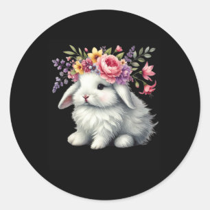 Adesivo Coelhinho De Páscoa Com Coroa Floral De Flores E M