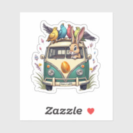 Adesivo Coelhinho de Páscoa em um Ônibus com Amigos de Pás