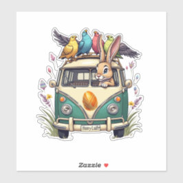 Adesivo Coelhinho de Páscoa em um Ônibus com Amigos de Pás